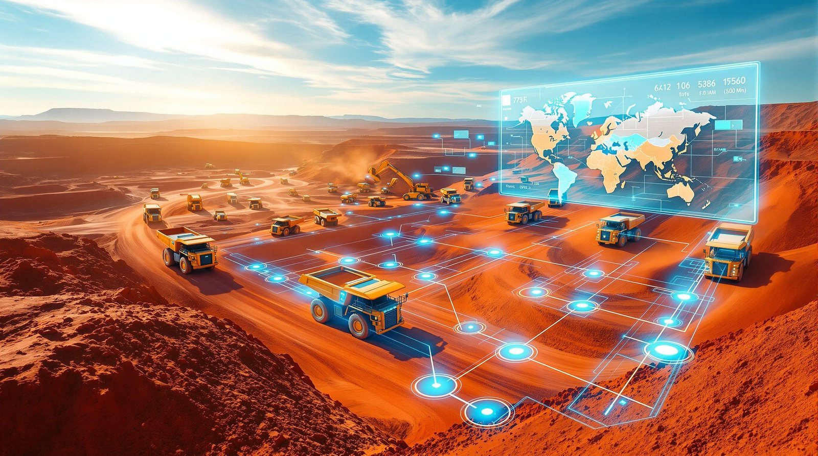 Haul trucks on a resource site connected by a digital sensor network